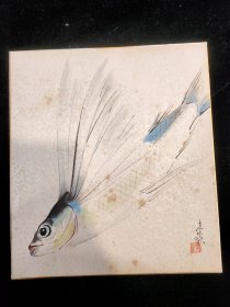 日本回流 :早期手绘 飞鱼 卡板画