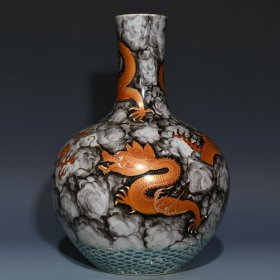 《精品放漏》雍正墨彩天球瓶——清代瓷器收藏
