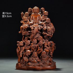 旧藏 清代黄杨木雕十八罗汉佛祖像 规格:高15cm宽9.5cm