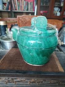 清末民国老石湾绿釉茶壶凉水壶