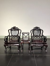 民国时期花梨木沙发三件套，椅子尺寸:60/50/95cm 茶几尺寸:50/35/78cm
