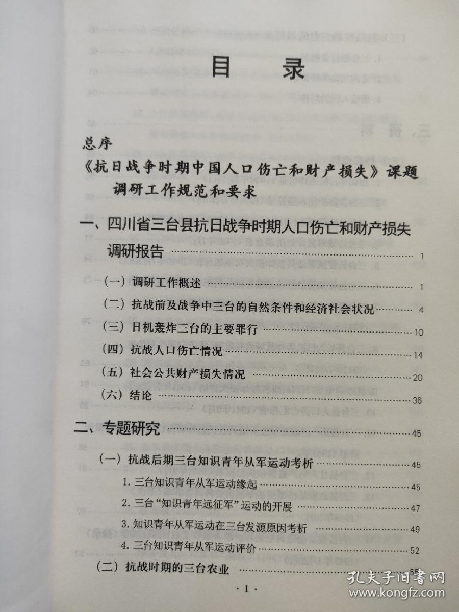 四川省三台县人口伤亡和财产损失 抗日战争时期人口伤亡和财产损失调研丛书B系列