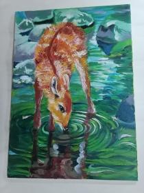 油画：饮（规格：50cmx70cm，只接受快递方式发货）