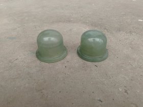 玉画轴帽一对