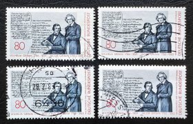 信312#，德国1985年邮票，文学奖格林兄弟。童话故事。1全信销。（随机发货）