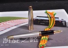 近新美产高士(CROSS)巅峰铜胎镀银螺旋杆18KF尖钢笔