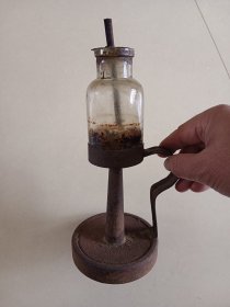 老油灯 高脚油灯 完整 高22