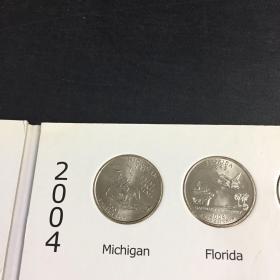 美国各州十年流通纪念币25美分 共55枚 缺2009年一枚 合售 （蓝皮）
