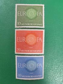 德国邮票 西德1960年 欧罗巴 3全新