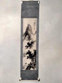 【日本回流】原装旧裱 佚名国画作品《水墨山水》一幅（纸本立轴，尺寸：109*29，款识：墨仙道人）