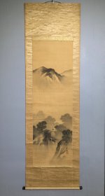 日本名家绘画：尾竹竹坡《观溪图》（保真）