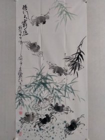 保真书画，著名画家王亚飞老师四尺整纸《横行不霸道》国画一幅138×69cm软片