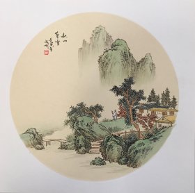 【秋山草堂图】河北陶瓷艺术大师石老师精品卡纸仿古山水