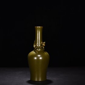 旧藏 清乾隆茶叶末釉螭龙纹摇铃尊 高10厘米 宽20厘米