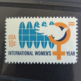 USAn美国邮票 1975年国际妇女年.地图.和平鸽 1全 新