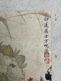 《芙蓉》 清 方婉仪(1732~1779)一作畹仪，字仪子，生于雍正十年六月二十四日，此日据传为荷花生日，方婉仪有&#34;我与荷花同日生&#34;之句，故自号白莲、白莲居士，安徽歙县人。广东布政使方愿瑛孙女，国子学生方宝俭女儿。自幼跟随父亲和姑母方颂玉学习诗画。18岁嫁扬州八怪之一罗聘为妻。