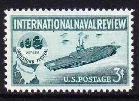 美国邮票 1957年国际海军检阅.航母