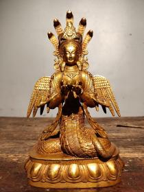 早期收藏 纯铜鎏金佛像 妈祖圣像一尊