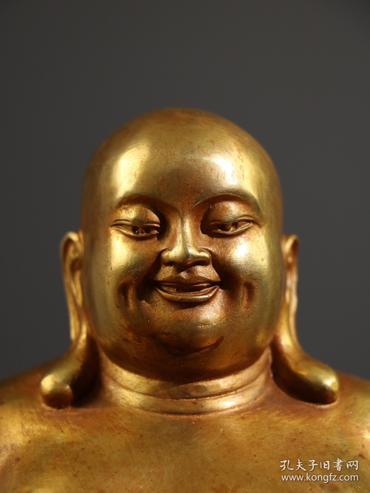 旧藏纯铜鎏金佛像 弥勒佛一尊 佛像摆件 招财进宝 高23厘米长22厘米宽21厘米重3260克
