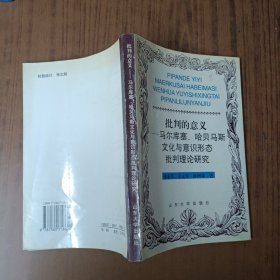 批判的意义:马尔库塞、哈贝马斯文化与意识形态批判理论研究