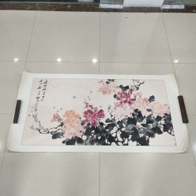 江苏（南京）囯画名家 施雨（先生）花鸟横幅（四尺整张）—— 终身保真（包邮）！