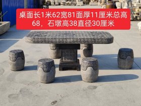 拆迁遇得青石五帝钱石桌一套六个墩，全品