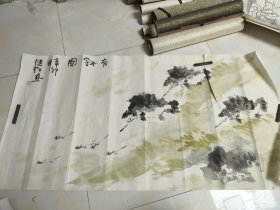 刘继红国画四尺整纸加四尺对开两幅打包出 有撕裂，品相如图136乘68，136乘33左右