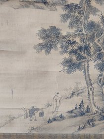 清代大幅山水画，仿元代画家王蒙，画工好，画心尺寸132*56厘米