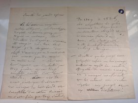 世界顶级画家 浪漫主义画派的典型代表 德拉克罗瓦（Eugene Delacroix） 1863年亲笔信 附早期版画资料一组 psa认证