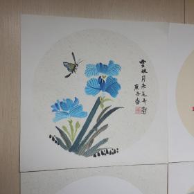 卡纸  手绘国画  9张（38Ⅹ38cm）（中间画圆直径33㎝）