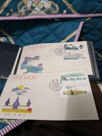 T144杭州西湖邮票首日封2枚一套