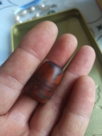 清代袖珍老印泥盒，老印泥。木质不祥
