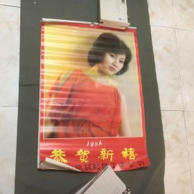 1986年港台明星挂历【包括：邓丽君，李司祺，余安安，赵雅芝，张艾嘉，林青霞，夏冰心，狄宝娜摩亚，黄淑仪，熏妮等小姐】全13张（尺寸：77 X 52公分）R 26