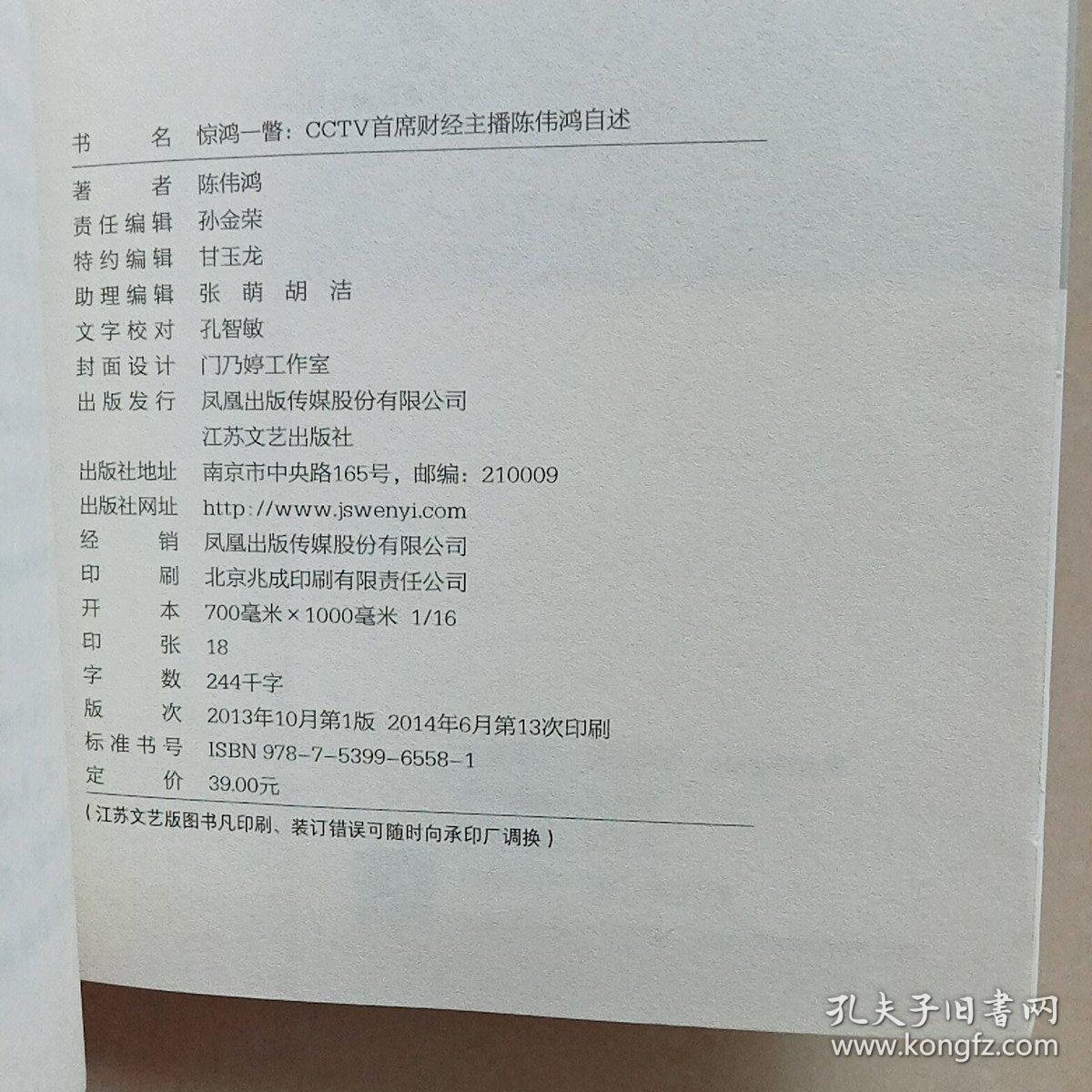 惊鸿一瞥：CCTV首席财经主播陈伟鸿自述