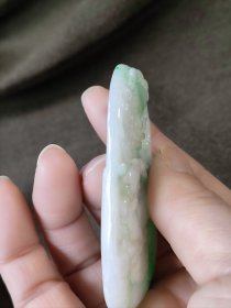天然A翡飘阳绿瑞兽玉佩挂件