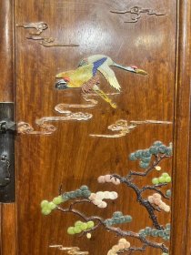 清代海南黄花梨镶嵌百宝面条柜一对