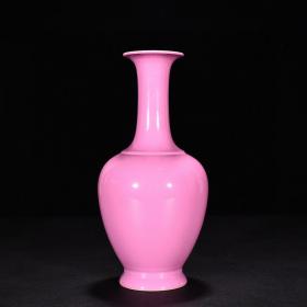 清乾隆粉红釉瓶 古玩古董古瓷器老货收藏