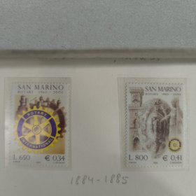 SAN141圣马力诺邮票 2000年 国际扶轮社 徽标 雕塑 新 2全