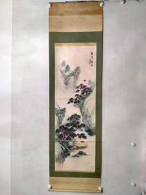 【日本回流】原装旧裱 佚名国画作品《仙峰晓色》一幅（纸本立轴，尺寸：138*44，款识：瑞景）