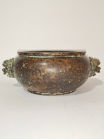 古董 古玩收藏 铜器 铜香炉 传世铜炉 回流铜香炉 纯铜香炉 长22厘米，宽18厘米，高8.8厘米，重量4.2斤