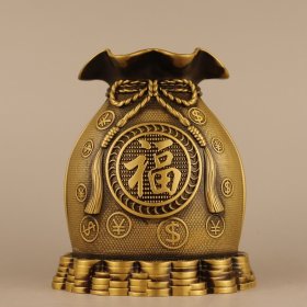 精工开运招财摆件招财进宝福袋金桥底 大号尺寸：长13.5cm，宽11、高16、