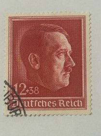 德国第三帝国邮票，1938年，总统49岁生日，两枚成套，仅有一枚高值信销票。