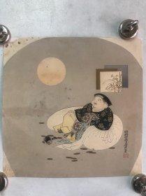 回流日本狩野探幽绘小品人物画（22.8*22.8）

狩野探幽（1602～1674），京都人，原名守信，狩野永德之孙，孝信长子，狩野派代表画家。狩野探幽是一位狩野派画家，其吸收汉画（中国风格的绘画）技法，拓展画风，顺应当时武家社会的审美趣好，为狩野派其后三百年的繁荣打下基础，人称狩野派中兴之主。