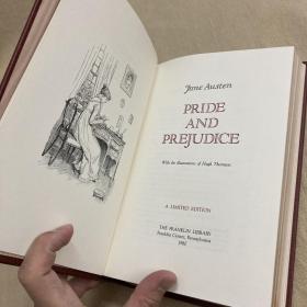 Franklin Library真皮限量本：《傲慢与偏见》简·奥斯汀, Pride and Prejudice Jane Austen，富兰克林出版社1980年出版，最伟大100本著作系列，书口三面刷金，内含大量精美插图,世界最伟大的100本书系列，Hugh Thomson(休·汤姆森）46幅插图本