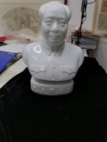 毛主席万岁，玻璃半身像（乳白玻璃，就象过去雪花膏瓶子的那一种）库存品，品佳