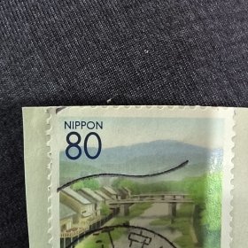 Cn0103日本邮票2000年京都府四季 乡土地方风景名胜 信销一枚，上部齿不好，满月戳 近江守山 如图