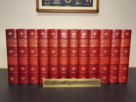 世纪词典百科全书 Century Dictionary and Cyclopedia美国出版的最大、最全面的英语词典之一，不仅包含了英语词汇的定义和解释，还包括历史、地理、科学、文学等。它的目标是成为一部全面的参考工具，提供广泛的知识和信息。
红色摩洛哥羊皮装帧，竹节背压花烫金，真丝封面。巨大开本30X23X71，总重40斤。品相完美，如同新书。通常为十卷，本套罕见十二卷本。可遇不可求的书房重器！