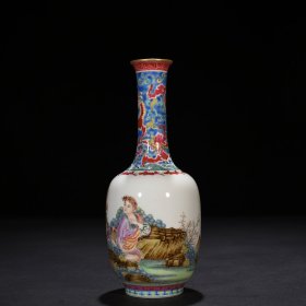 清雍正珐琅彩西洋人物纹瓶 22*8.5厘米