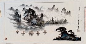 景长海（1941-）自幼酷爱绘画，60年代师从王雪涛习花鸟，后又相继师从郭传璋、梁树年攻山水。同时在北京画院进修，系统地学习了中国画的理论与技法。其山水力求在继承传统的基础上创新，注重表现对大自然的独特感受，构图精巧，尤精墨法，善于在浓墨之中略施淡彩，笔墨洗练，气韵生动。