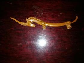 旧藏——古铜色羚羊角铜笔架 茶刀